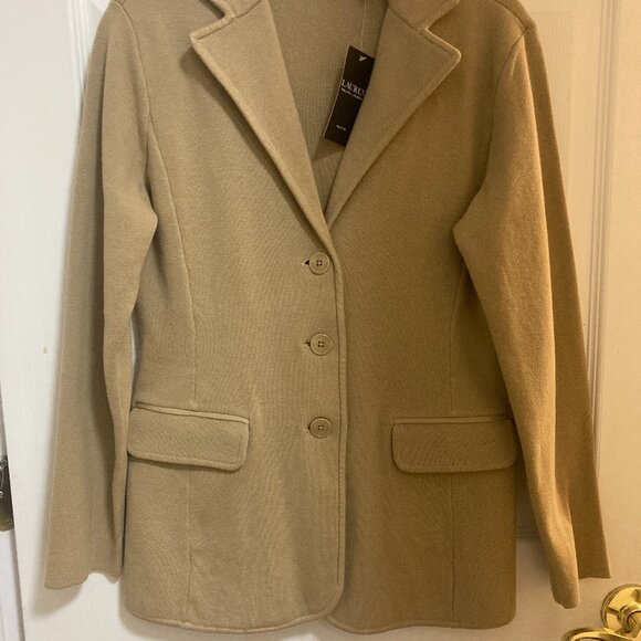 New Ralph Lauren Tan Sweater-Knit Blazer S - Picture 5 of 6